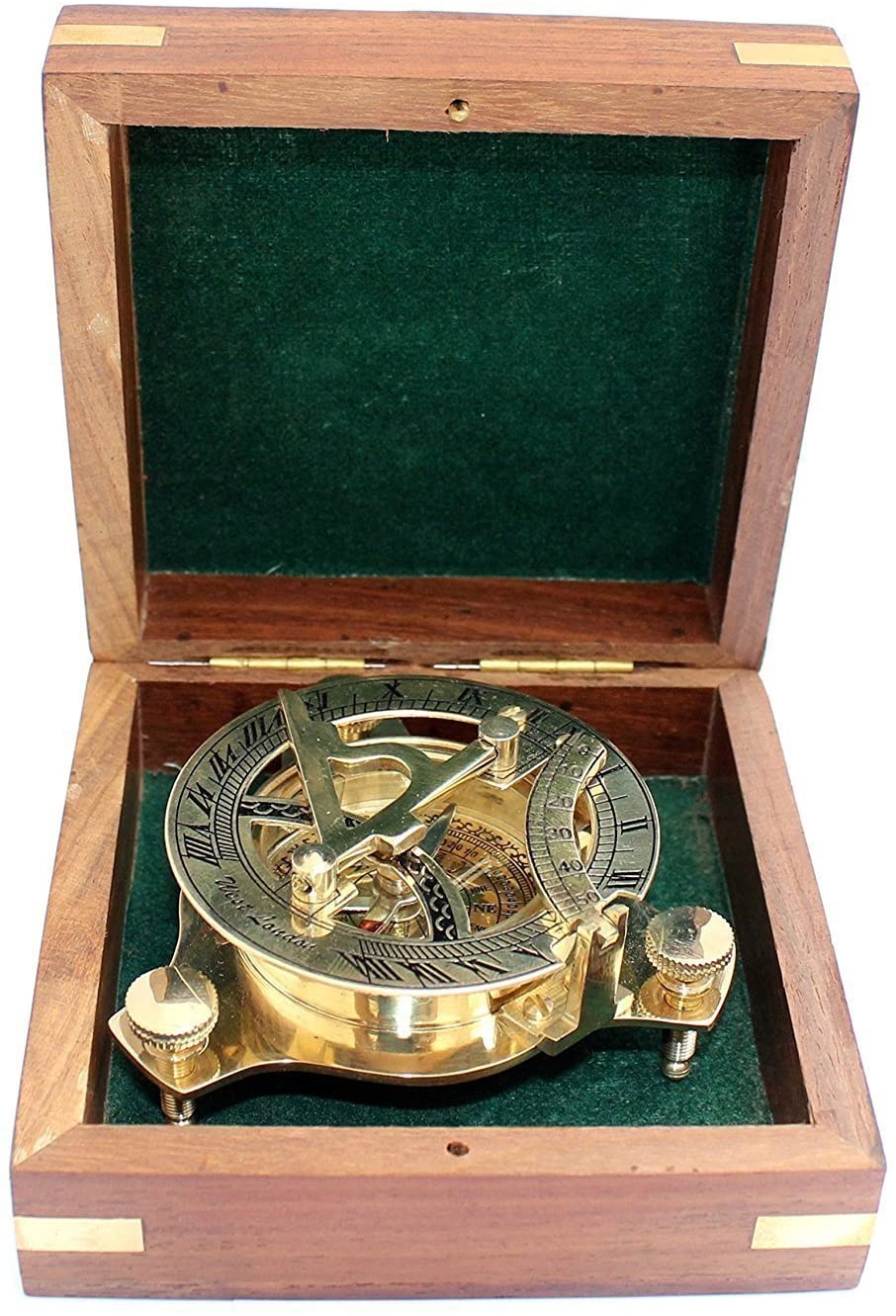 5MOONSUN5’s  3″Nautical West London Sundial Compass With HandCrafted Wooden box