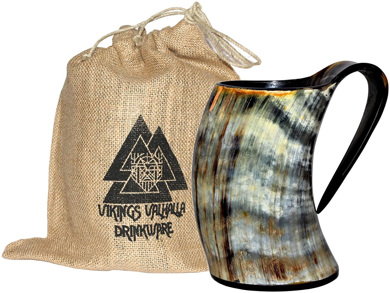 ZAHANAARA’s Vikings Valhalla Cup Drinking Horn Tankard Authentic Medieval Inspired drinking Mug tankard for beer wine mead ale (20oz)